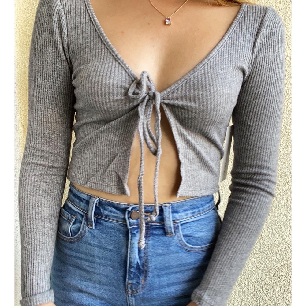 Grey sweater top